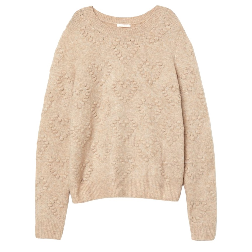 H&M Women’s Sweater Heart Details Wool Blend Size XS